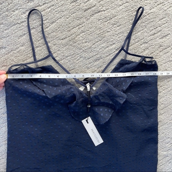 NWT Heartloom Navy Slip Dress with Sheer Polka Dot Overlay Dress Size Medium - Picture 9 of 11